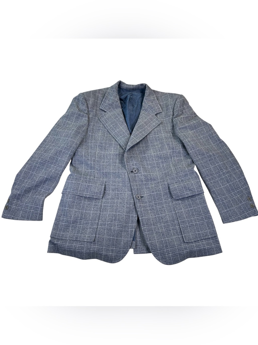 Vintage 1970s Sears The Traveller Knit Plaid Sport Coat Men’s 44R Union Made
